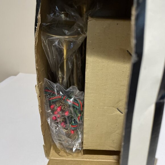 Vintage Brass Bugle Horn Candle Holders Set of 3 Christmas Holiday 7, 8, 9" NEW - Picture 4 of 4